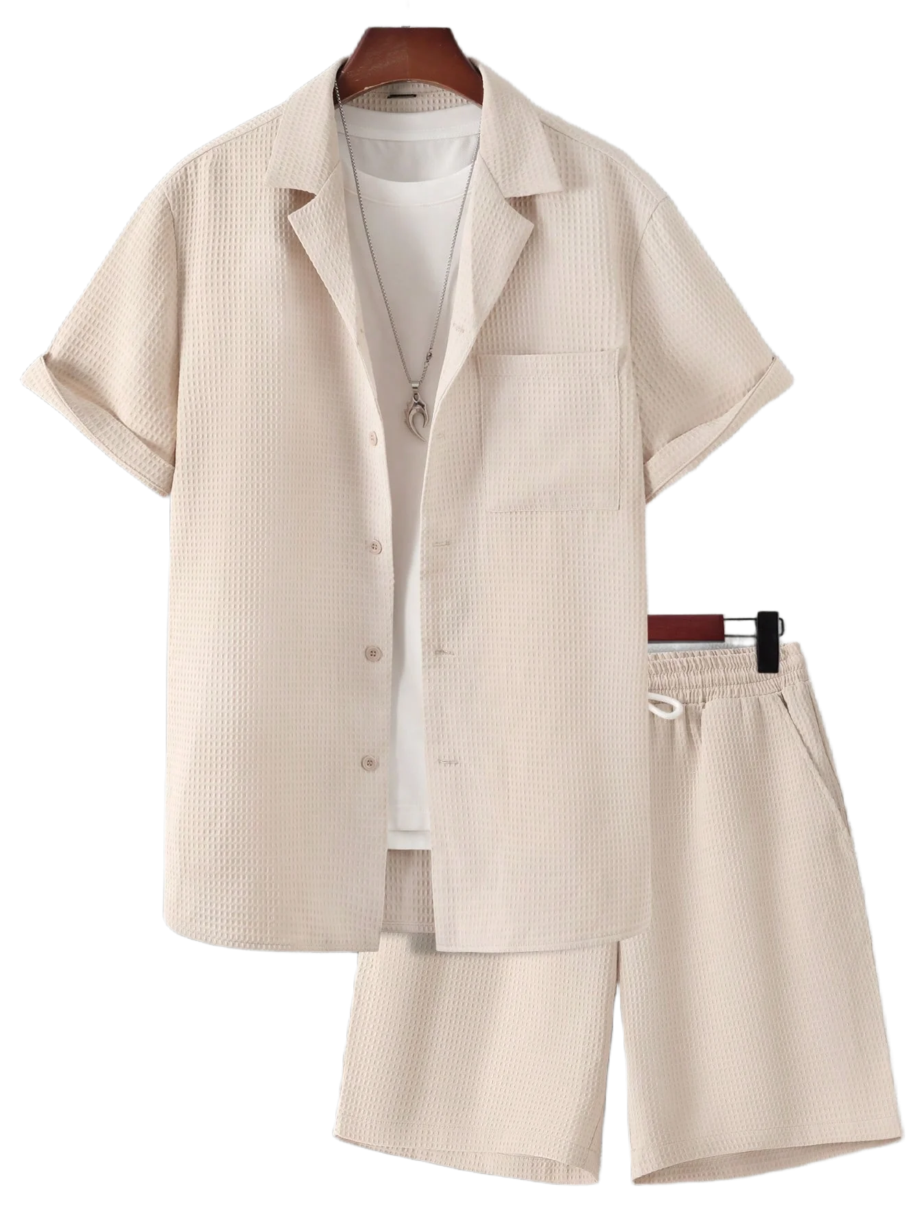 SOLID CORDUROY SHORT-SLEEVE BEACH SET