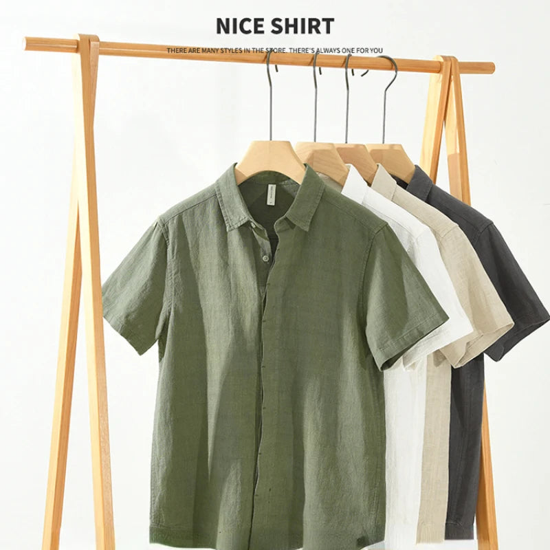 VINTAGE LINEN COTTON CASUAL SHIRT