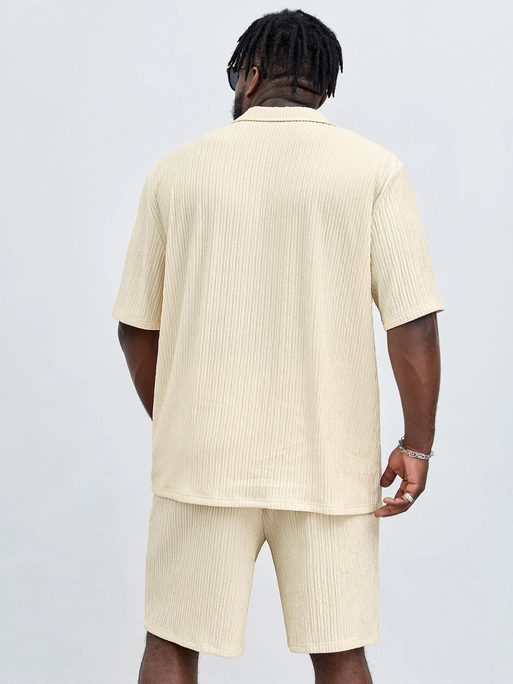 SOLID CORDUROY SHORT-SLEEVE BEACH SET