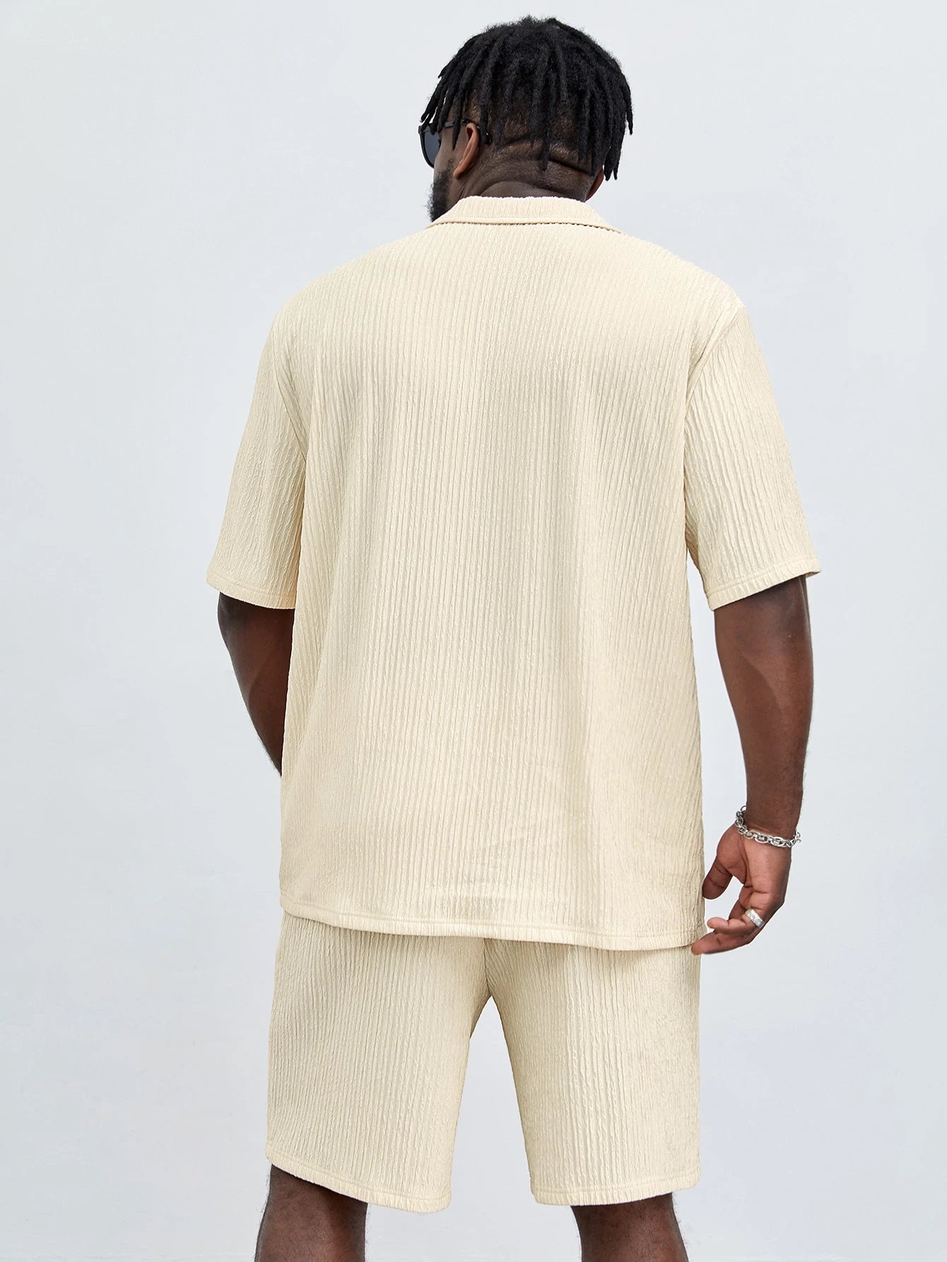 SOLID CORDUROY SHORT-SLEEVE BEACH SET