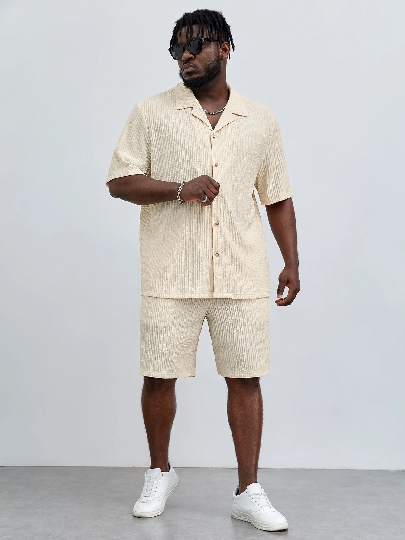 SOLID CORDUROY SHORT-SLEEVE BEACH SET