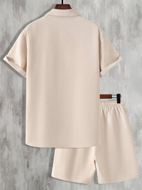 SOLID CORDUROY SHORT-SLEEVE BEACH SET