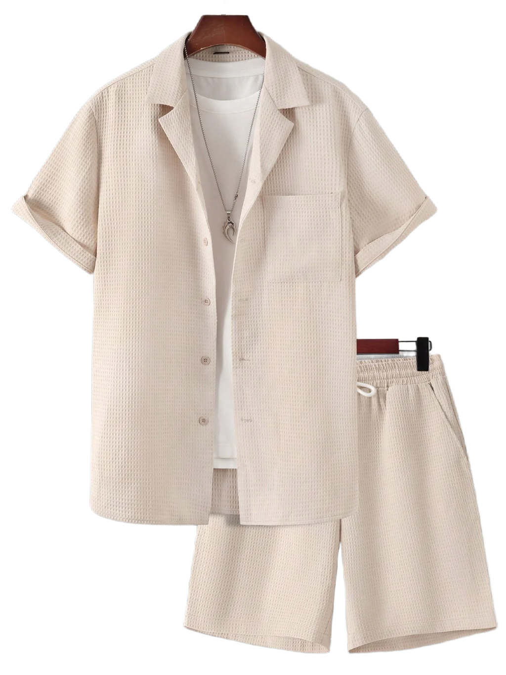 SOLID CORDUROY SHORT-SLEEVE BEACH SET