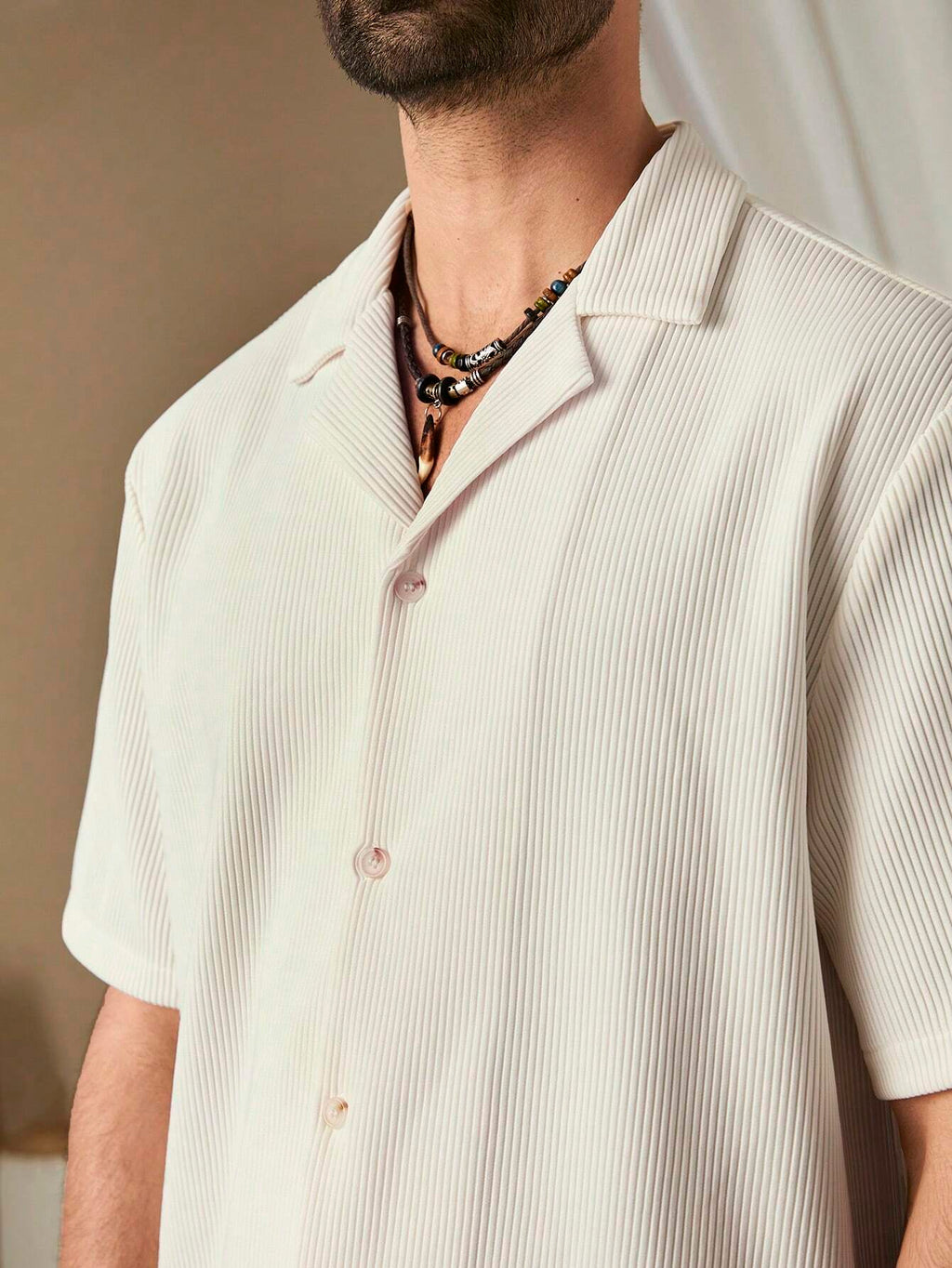 SOLID CORDUROY SHORT-SLEEVE BEACH SET