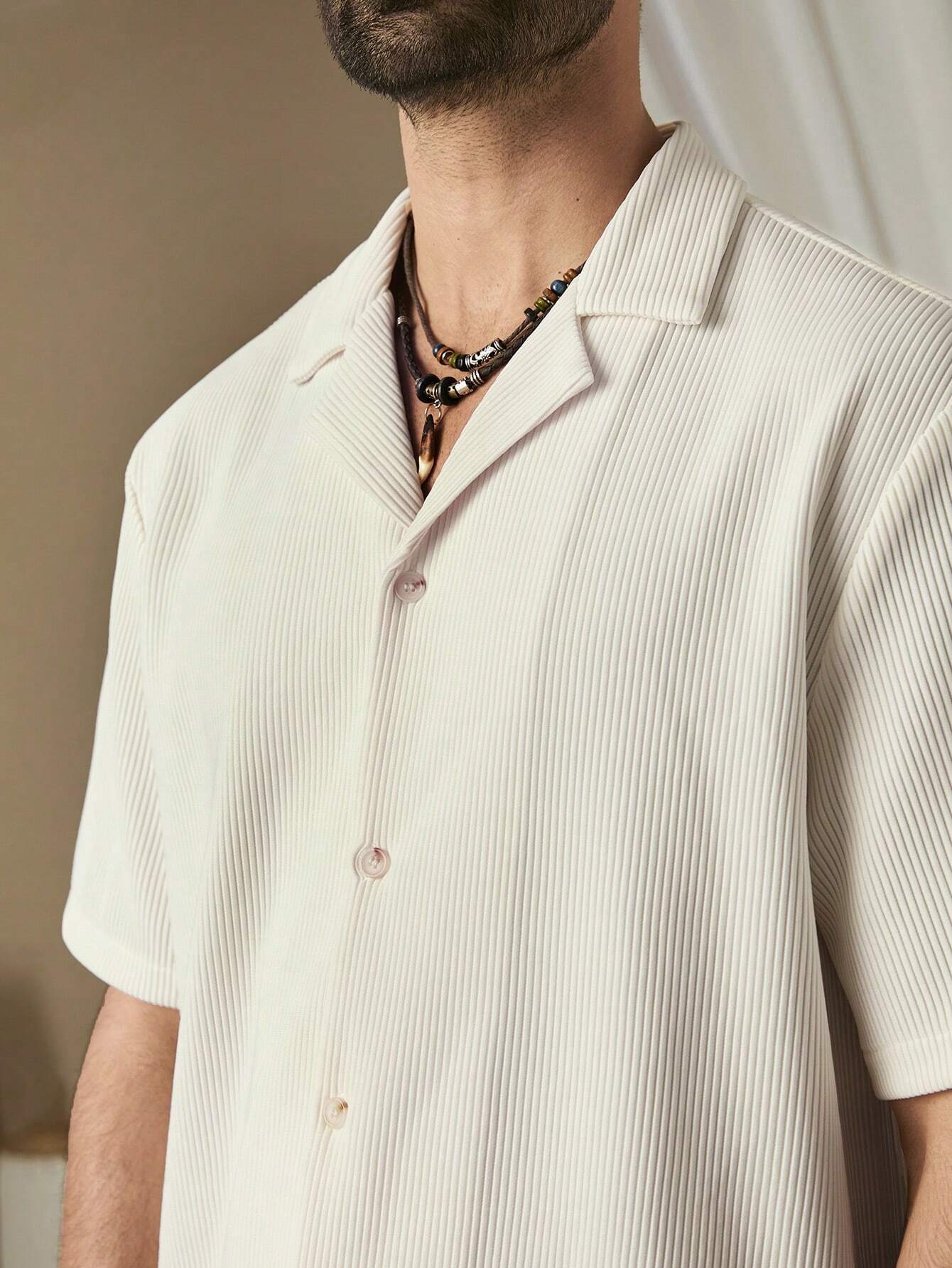 SOLID CORDUROY SHORT-SLEEVE BEACH SET