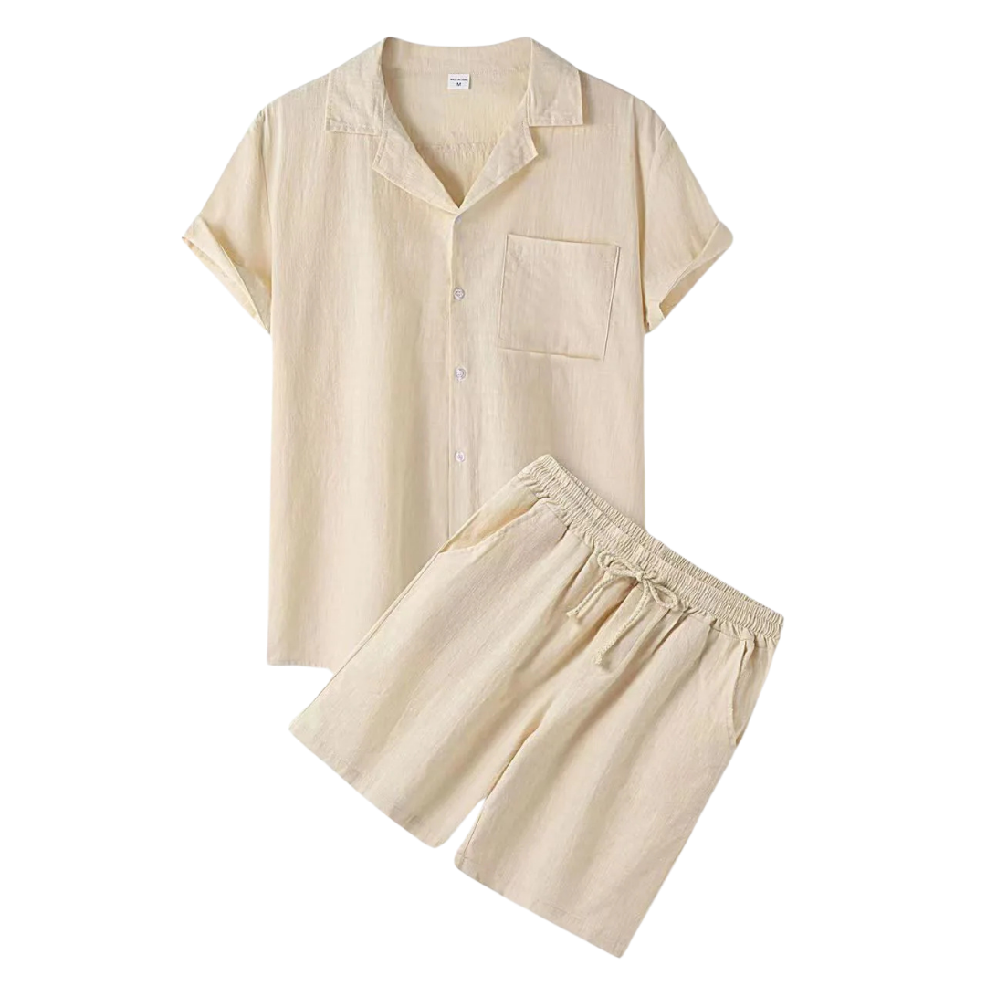 COTTON LINEN SHORT-SLEEVE SUMMER SET