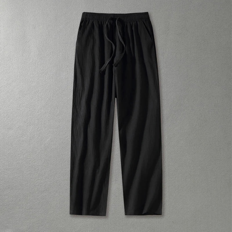 PLUS SIZE LOOSE WIDE-LEG LINEN PANTS