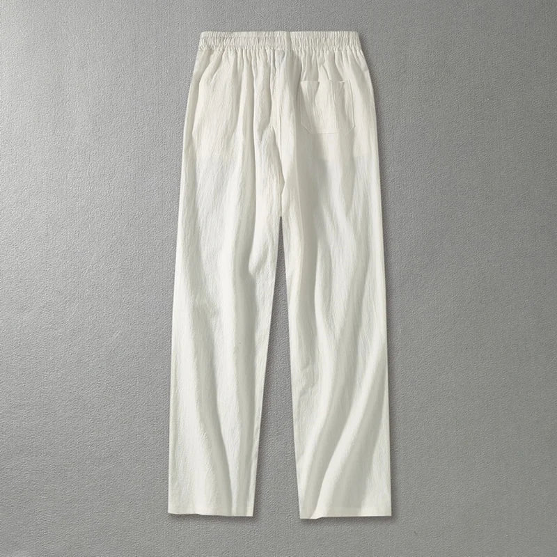 PLUS SIZE LOOSE WIDE-LEG LINEN PANTS