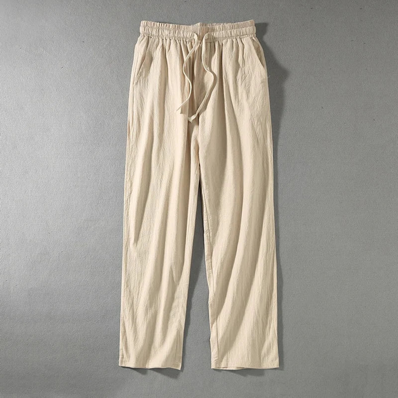 PLUS SIZE LOOSE WIDE-LEG LINEN PANTS
