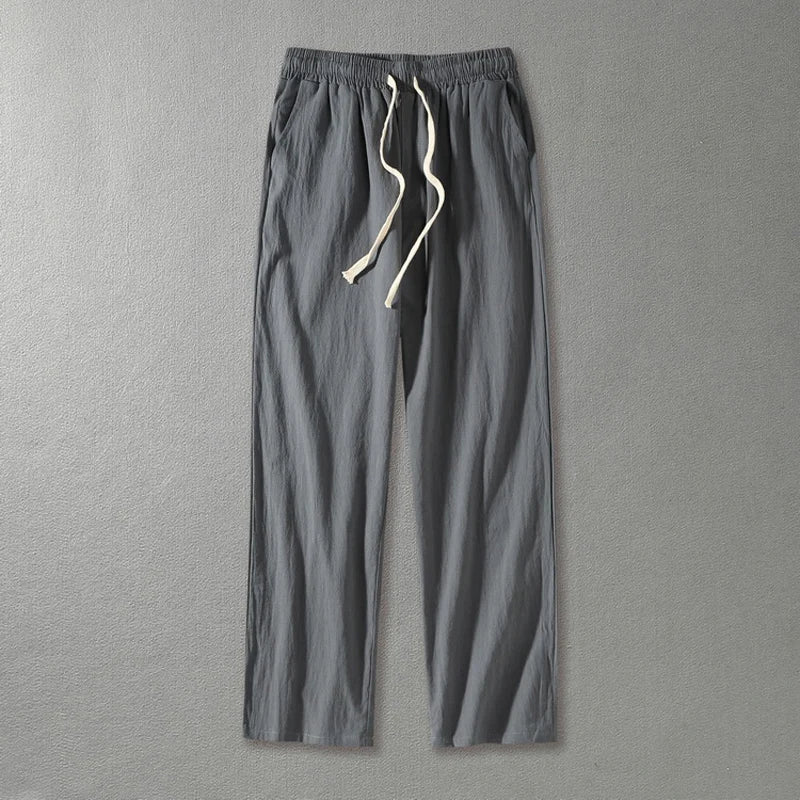 PLUS SIZE LOOSE WIDE-LEG LINEN PANTS