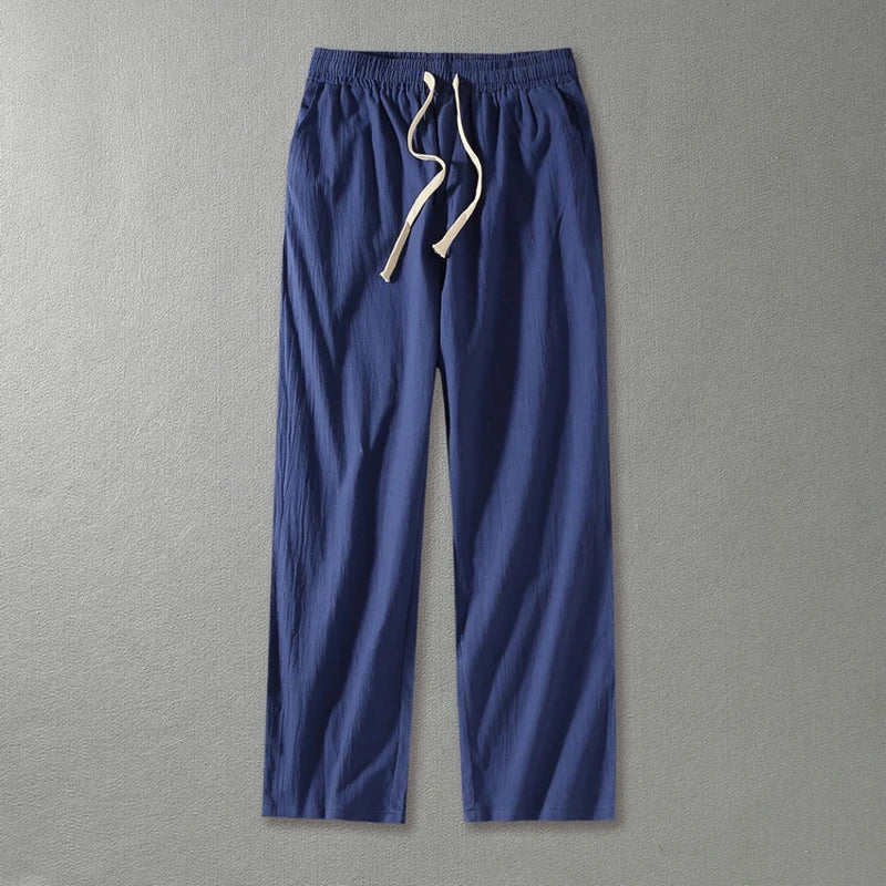 PLUS SIZE LOOSE WIDE-LEG LINEN PANTS