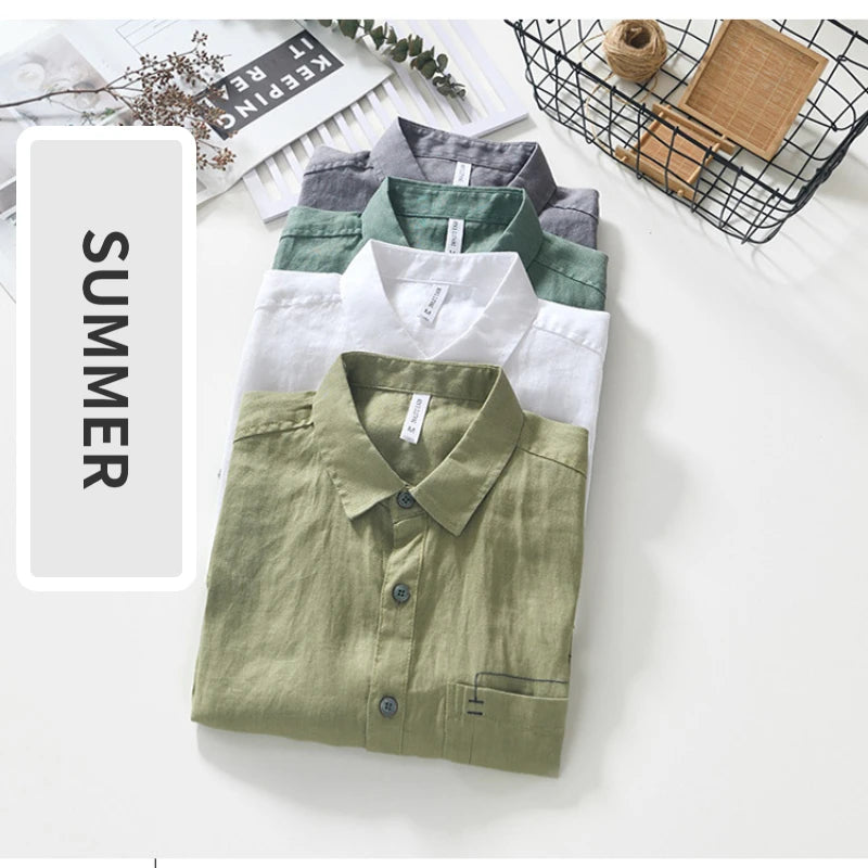 PURE LINEN SLIM CARGO SHIRT