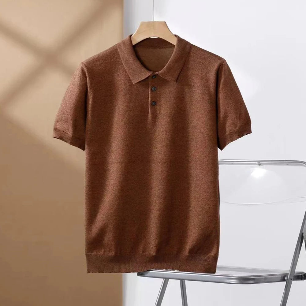 LOOSE FIT WOVEN LAPEL POLO SHIRT
