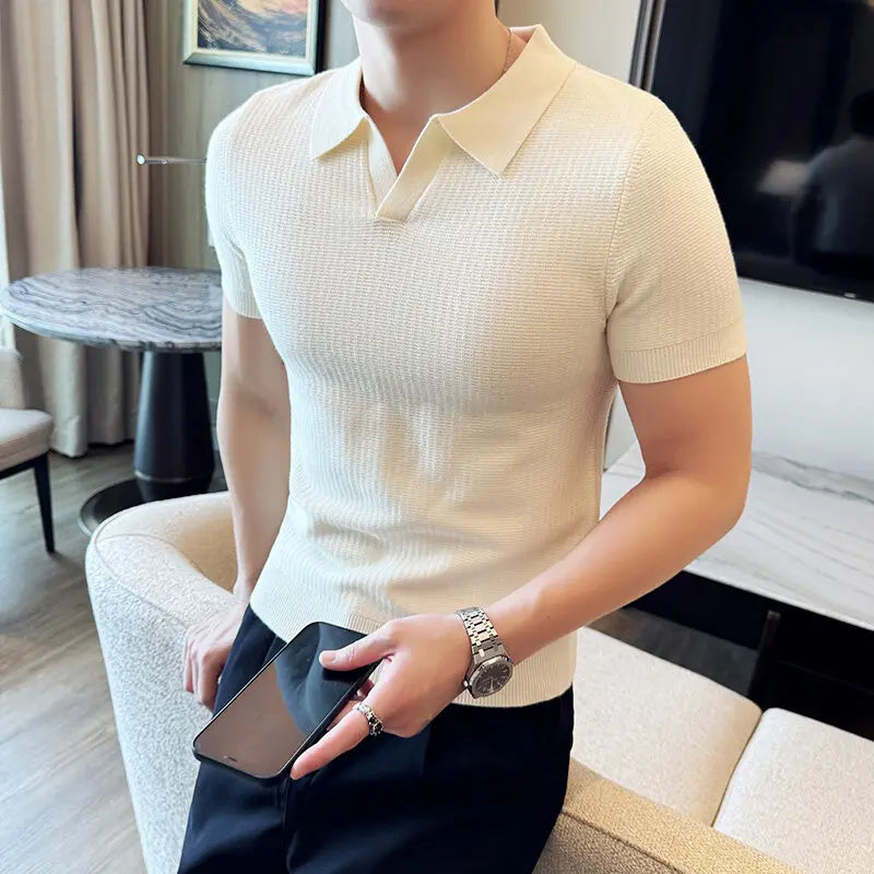 SLIM FIT JACQUARD POLO SWEATER