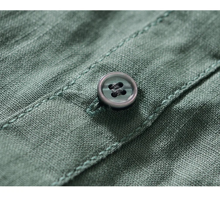 PURE LINEN SLIM CARGO SHIRT