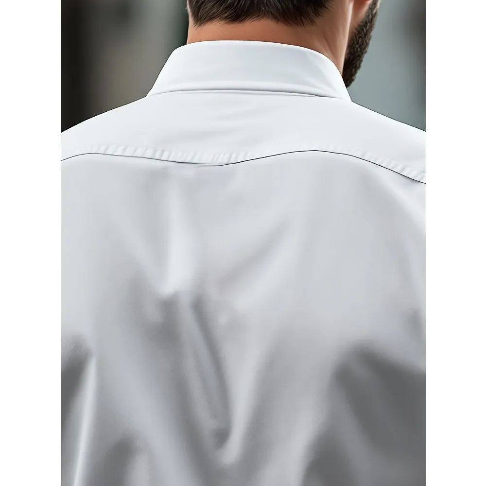 ELASTIC LONG-SLEEVE WHITE DRESS SHIRT