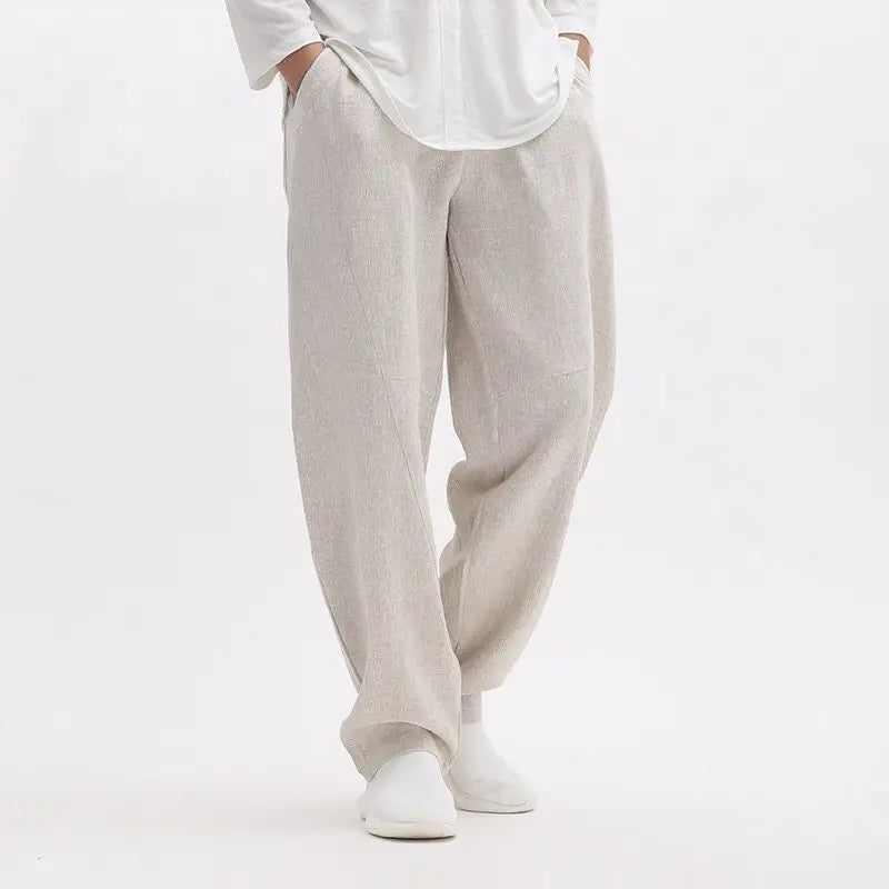 LOOSE VINTAGE COTTON LINEN TROUSERS