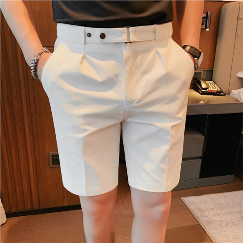 BRITISH STYLE SLIM FIT SUIT SHORTS