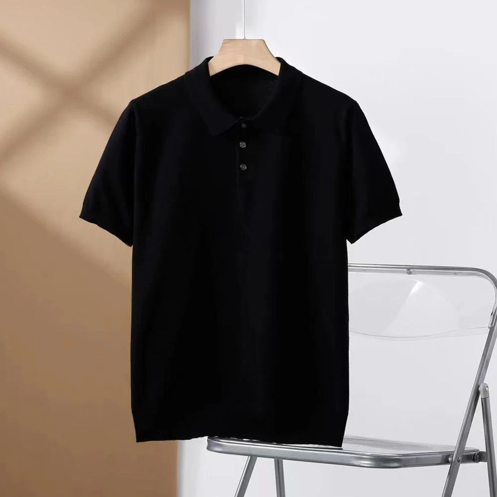LOOSE FIT WOVEN LAPEL POLO SHIRT