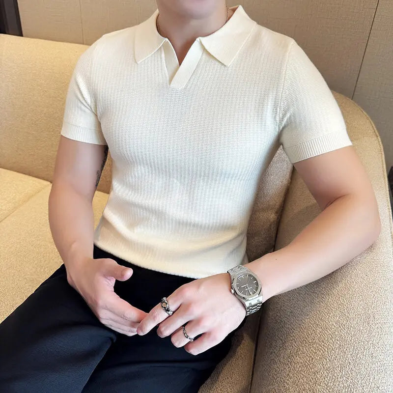 SLIM FIT JACQUARD POLO SWEATER