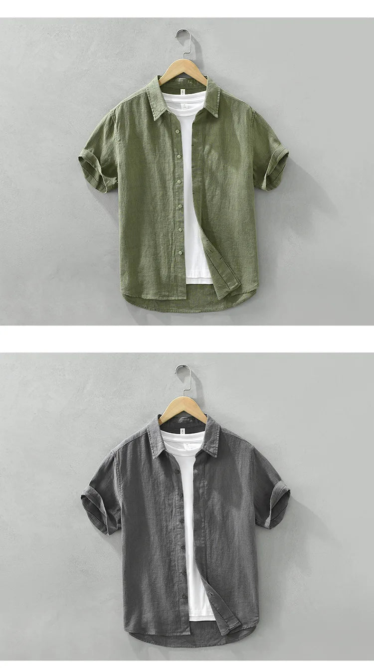 VINTAGE LINEN COTTON CASUAL SHIRT