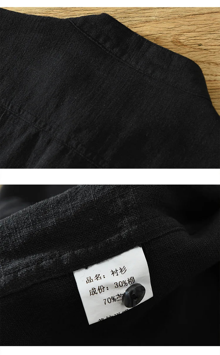 VINTAGE LINEN COTTON PULLOVER SHIRT