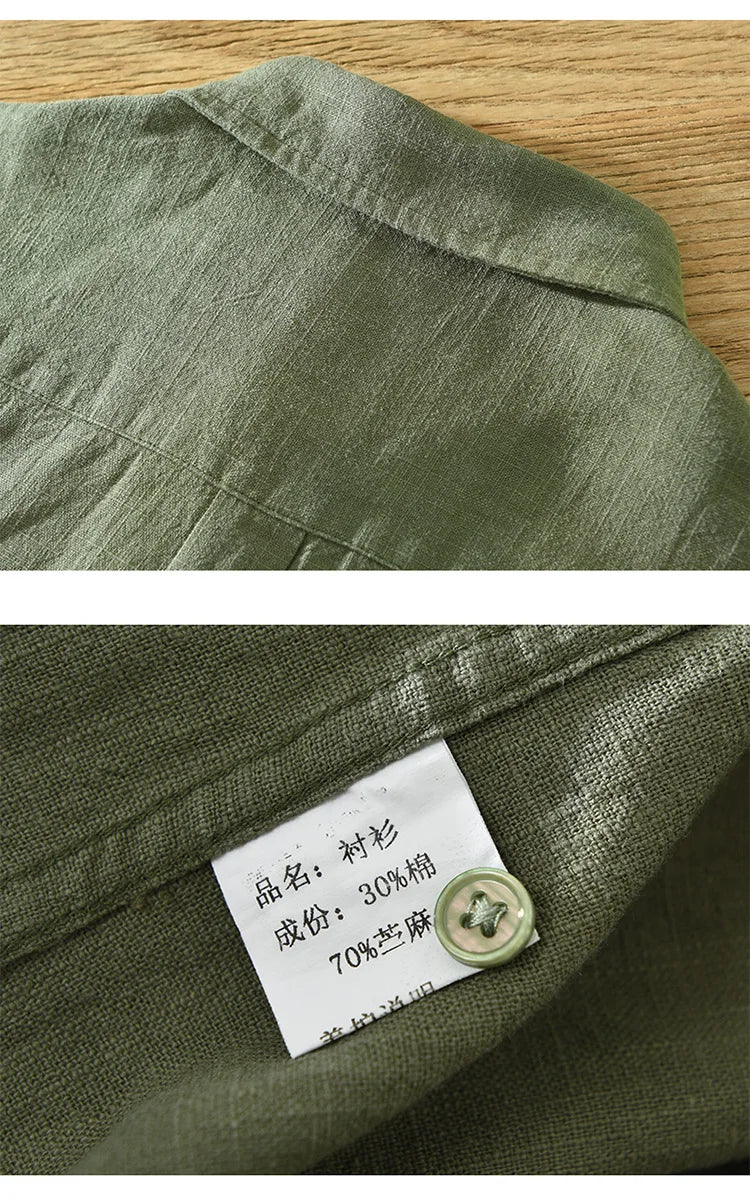 VINTAGE LINEN COTTON CASUAL SHIRT