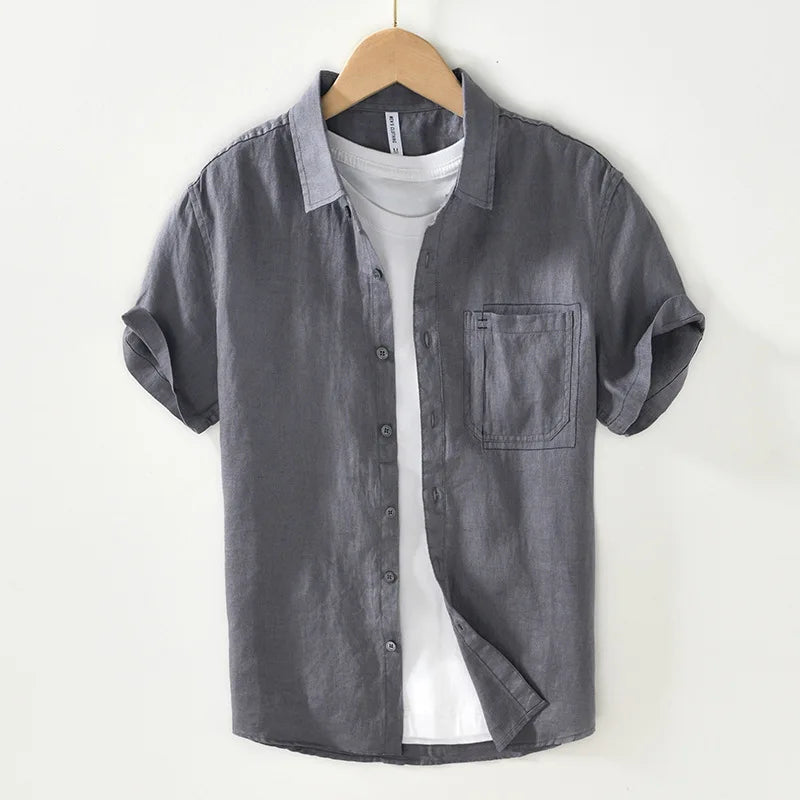 PURE LINEN SLIM CARGO SHIRT