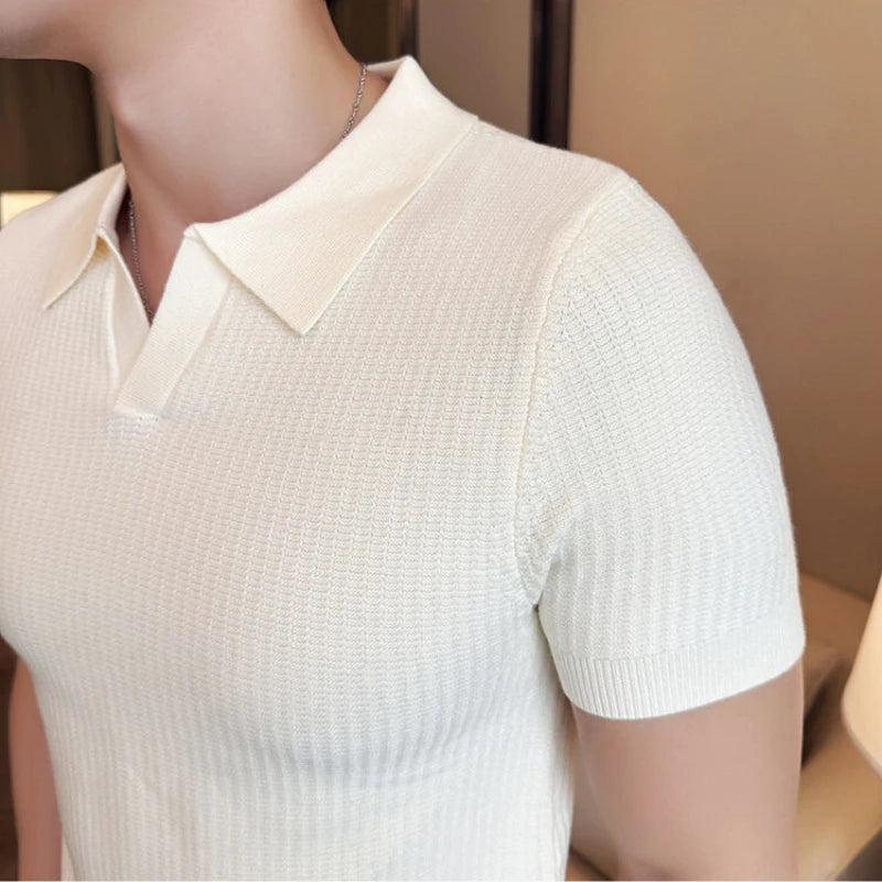 SLIM FIT JACQUARD POLO SWEATER