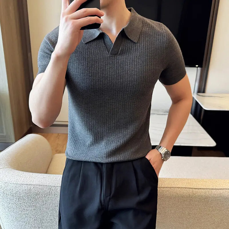 SLIM FIT JACQUARD POLO SWEATER