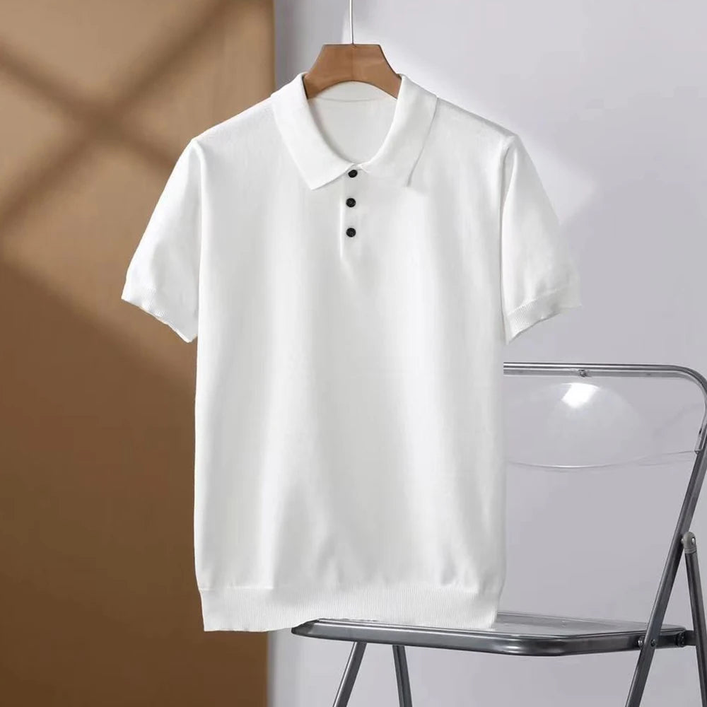 LOOSE FIT WOVEN LAPEL POLO SHIRT