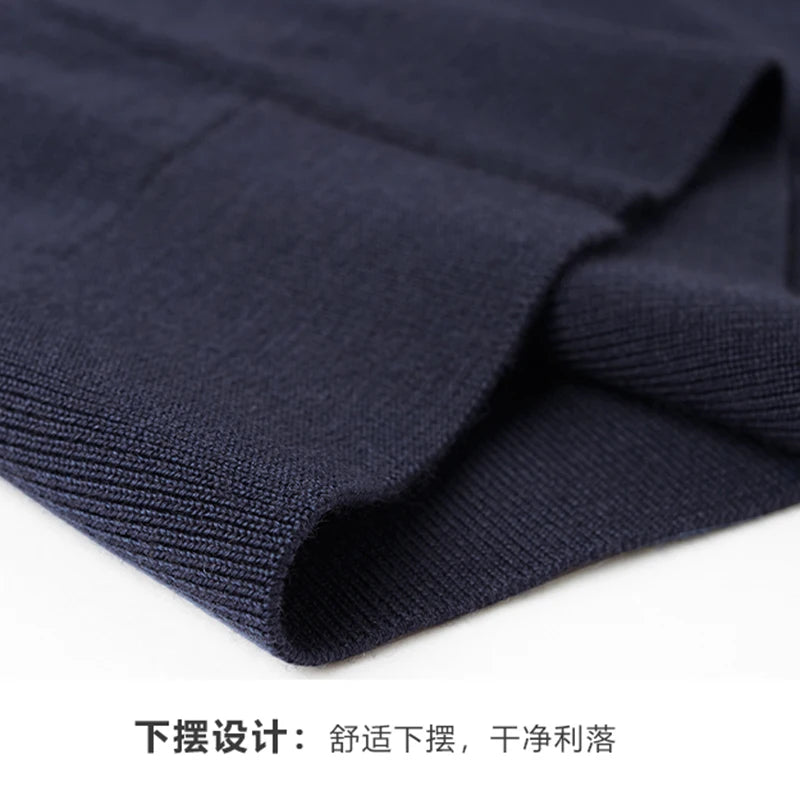 WOOL SILK KNITTED POLO PULLOVER