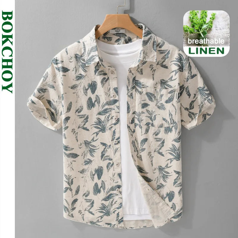 PRINTED LINEN COTTON SUMMER SHIRT