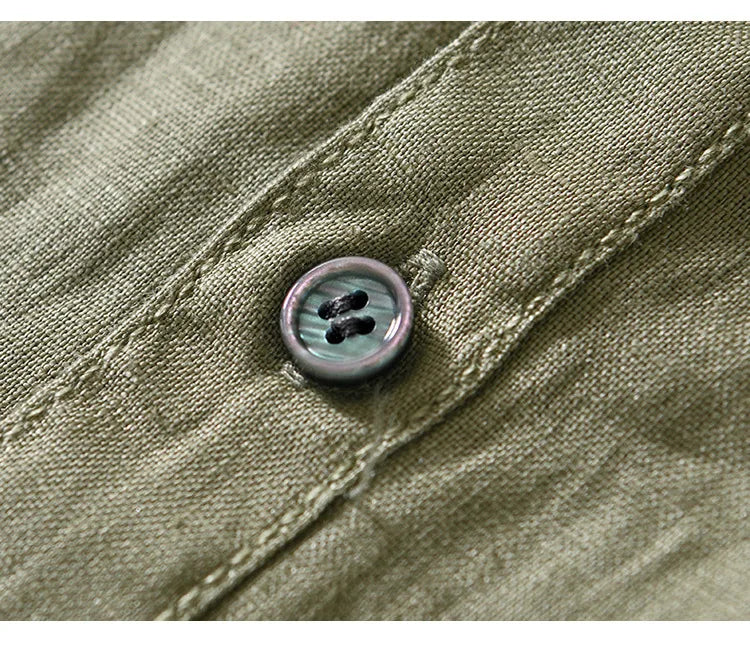 PURE LINEN SLIM CARGO SHIRT
