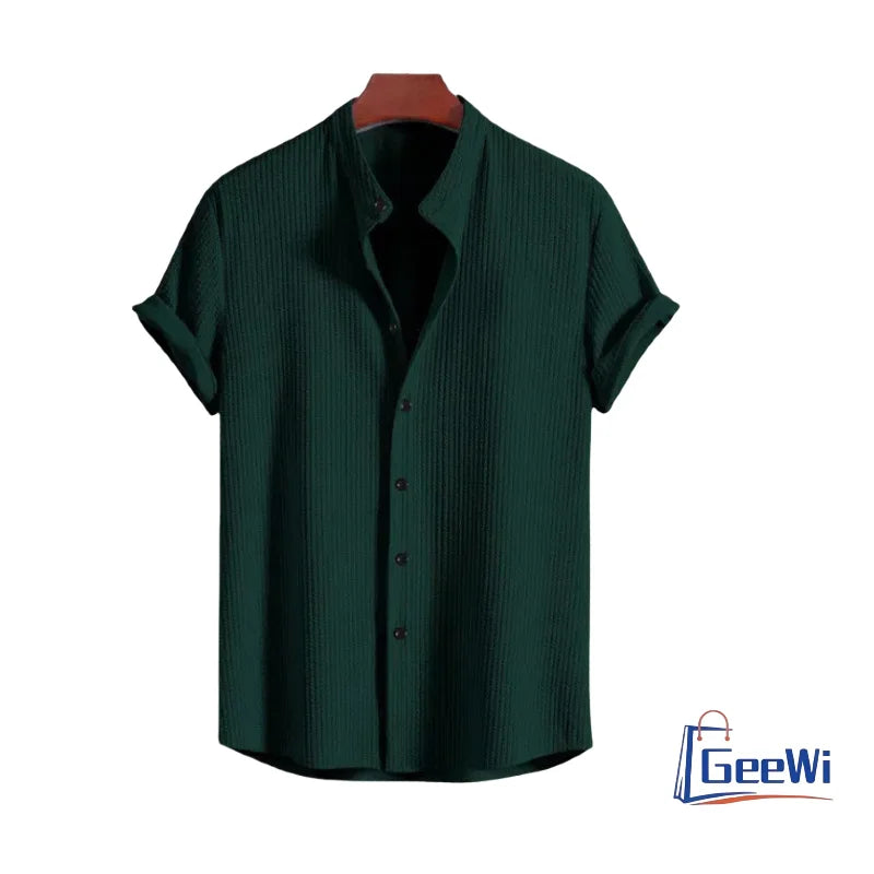 CORDUROY SHORT-SLEEVE BUTTON SHIRT