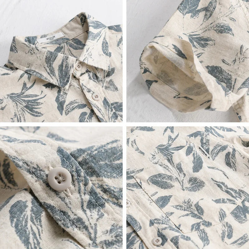 PRINTED LINEN COTTON SUMMER SHIRT