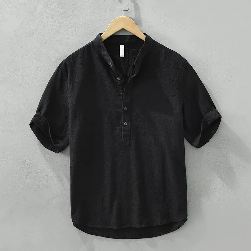 VINTAGE LINEN COTTON PULLOVER SHIRT