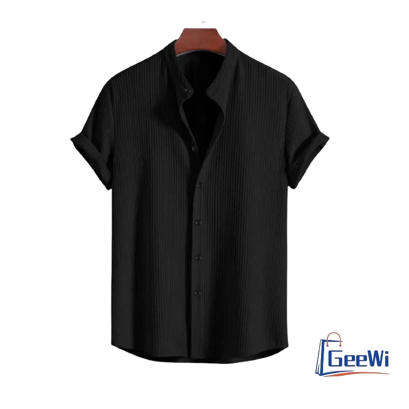 CORDUROY SHORT-SLEEVE BUTTON SHIRT