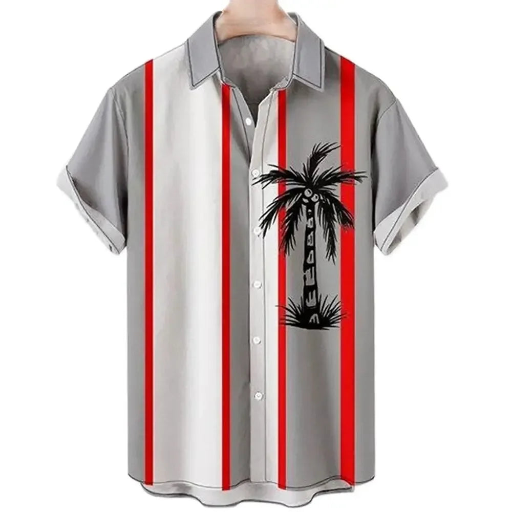 HAWAIIAN COCONUT TREE PRINT SHIRT