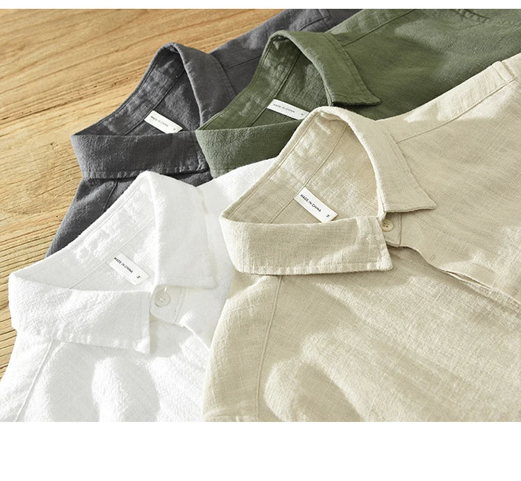 VINTAGE LINEN COTTON CASUAL SHIRT