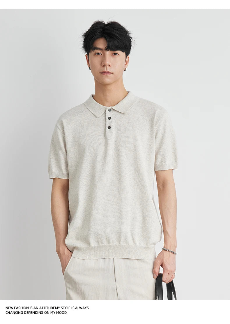 LOOSE FIT WOVEN LAPEL POLO SHIRT