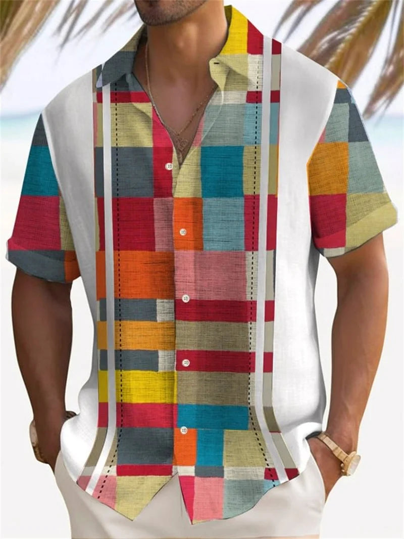 MARINE PRINT HAWAIIAN CASUAL SHIRT