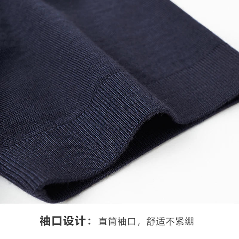 WOOL SILK KNITTED POLO PULLOVER