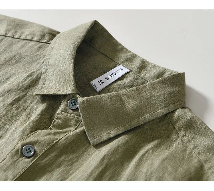 PURE LINEN SLIM CARGO SHIRT