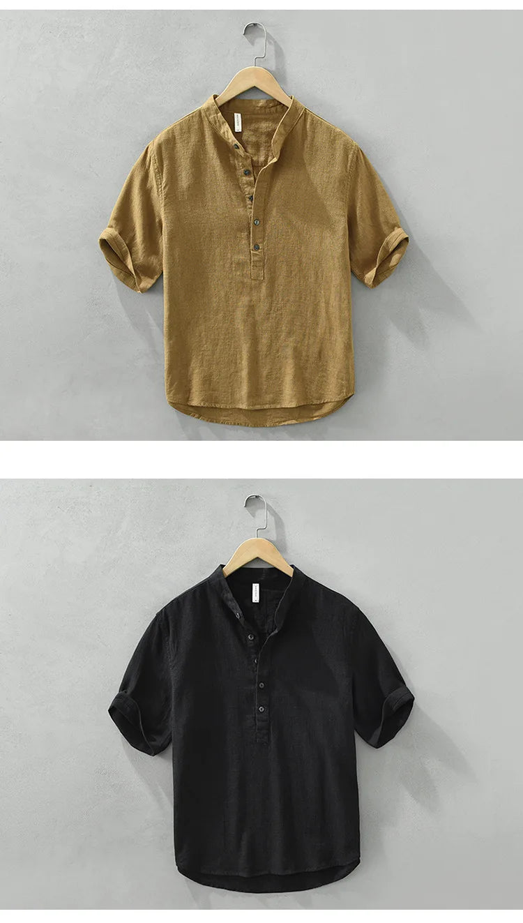 VINTAGE LINEN COTTON PULLOVER SHIRT
