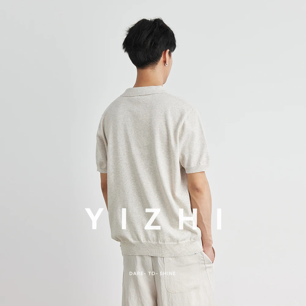 LOOSE FIT WOVEN LAPEL POLO SHIRT