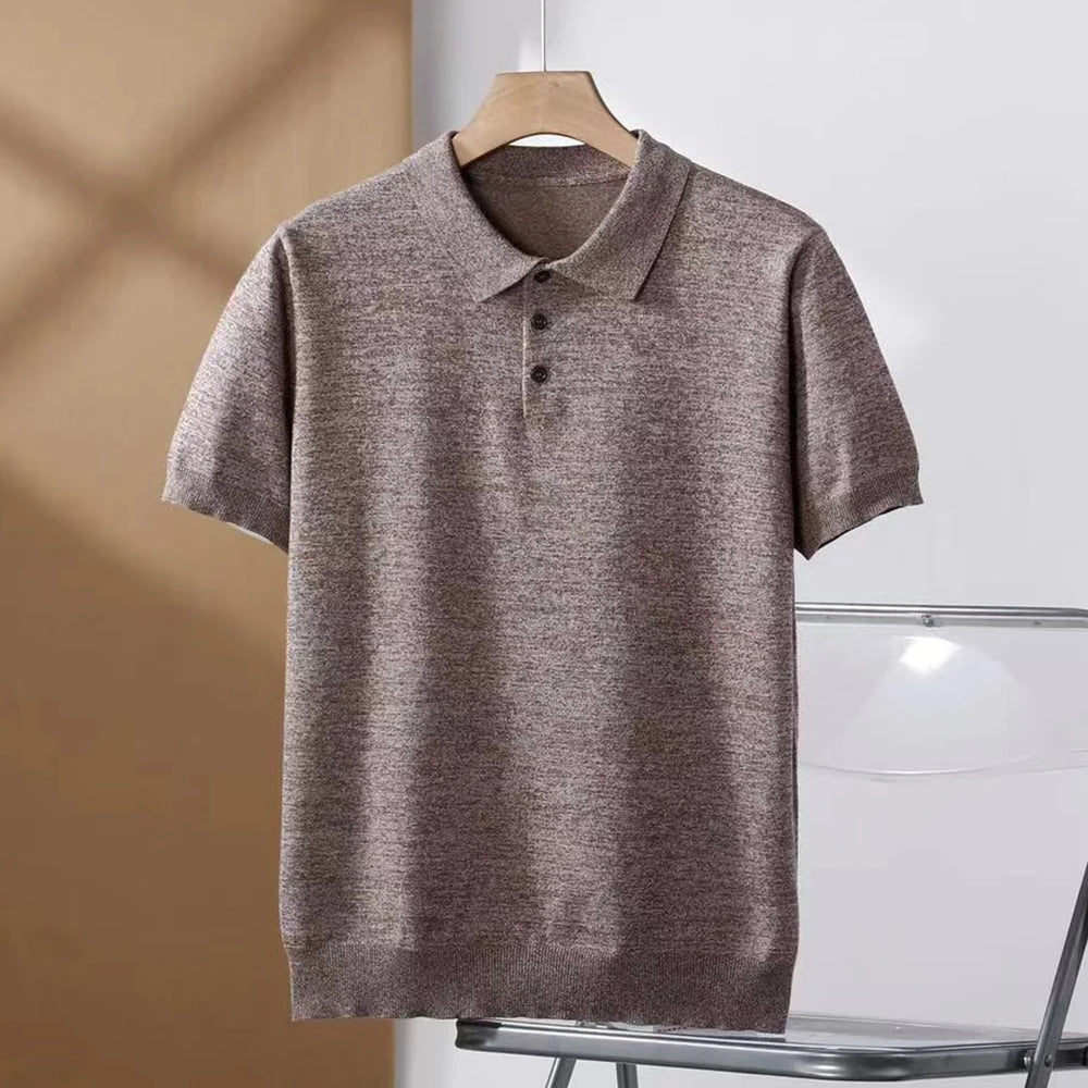 LOOSE FIT WOVEN LAPEL POLO SHIRT