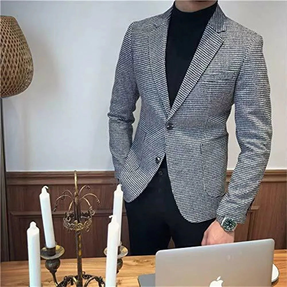 SLIM FIT HOUNDSTOOTH BLAZER