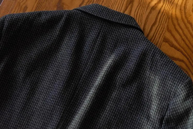 RETRO HOUNDSTOOTH WOOL SUIT JACKET