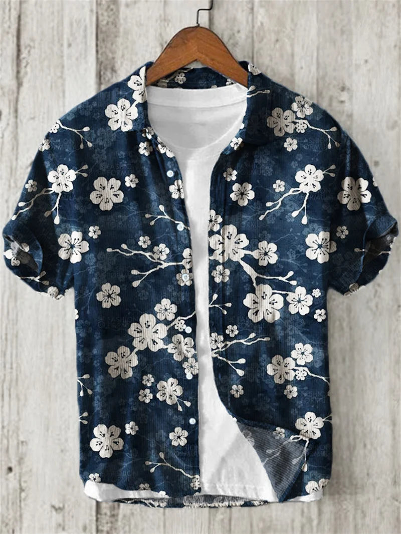 3D FLORAL HAWAIIAN SHORT-SLEEVE SHIRT